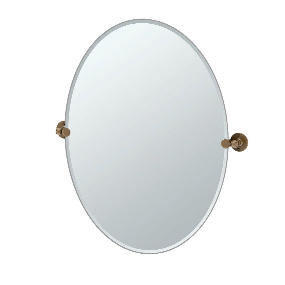 UPC 011296443921 product image for Gatco Cafe 24 in. W x 32 in. H Frameless Oval Wall Mirror in Bronze | upcitemdb.com