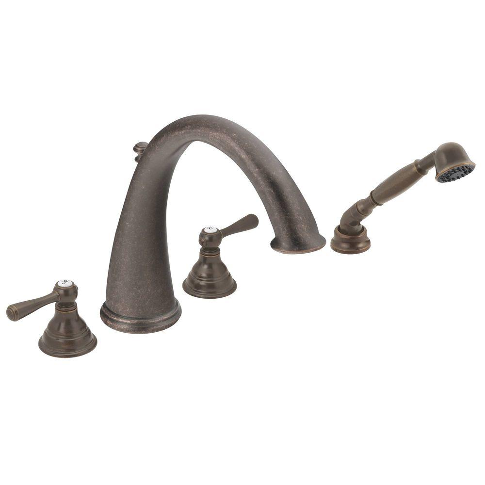 Moen Kingsley 2 Handle Deck Mount High Arc Roman Tub Faucet With Deck Mount High Arc Roman Tub Faucet