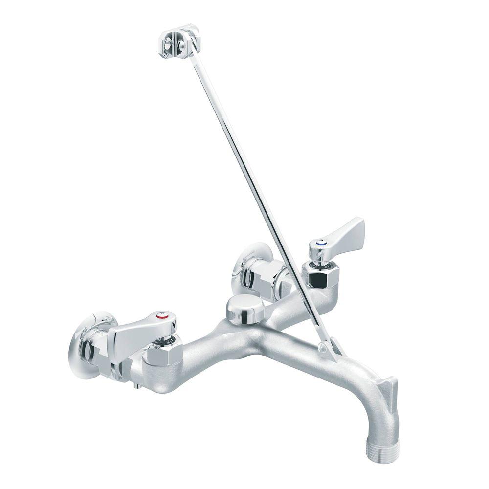 Moen Commercial 2 Handle Wall Mount Service Faucet In Chrome