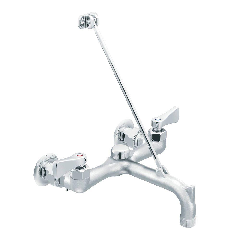 Moen Commercial 2 Handle Wall Mount Service Faucet In Chrome 8230 Moen Commercial 2 Handle Wall Mount Service Faucet In Chrome 8230 The Home Depot