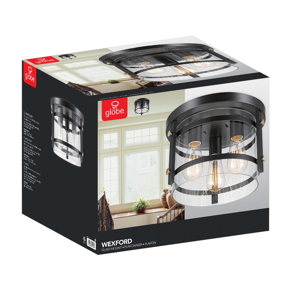 Globe Electric Wexford 3 Light Dark Bronze Semi Flush Mount - Globe Electric 60417 Wexford 3 Light Flush Mount Ceiling Globe Electric Wexford 3 Light Dark Bronze Semi Flush Mount - Globe Electric 60417 Wexford 3 Light Flush Mount Ceiling