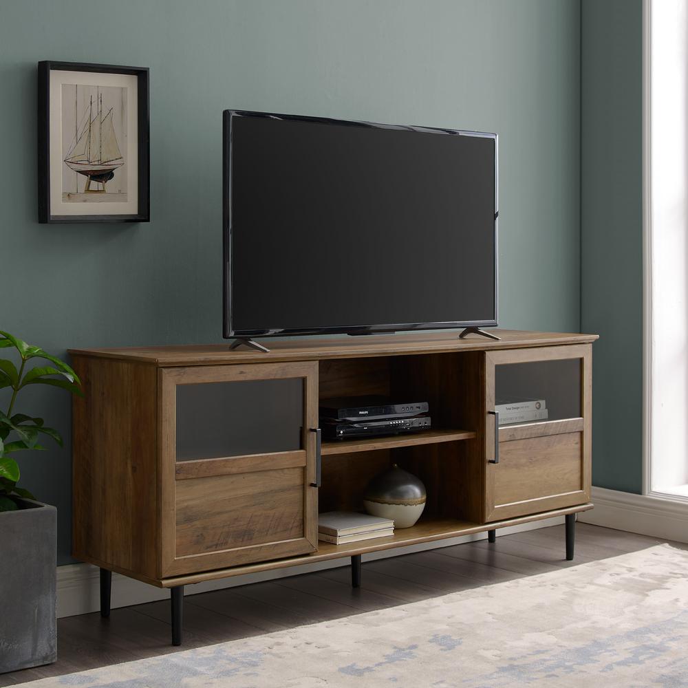 Welwick Designs 58 In. Reclaimed Barnwood Composite Tv Stand Fits Tvs 