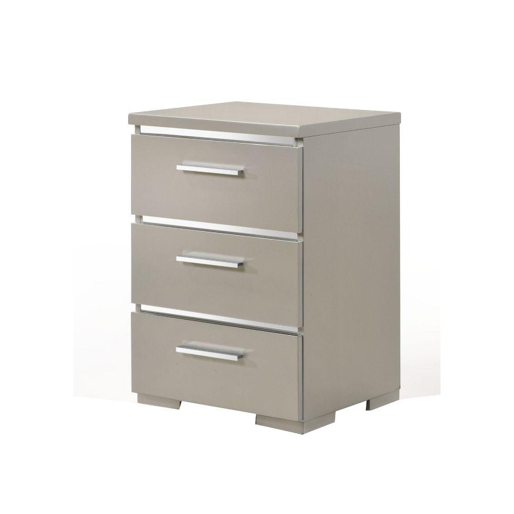 Benjara 3 Drawer Gold Wooden Nightstand With Metal Handles 17 72 In L X 15 35 In W X 25 47 In H Bm194362 The Home Depot