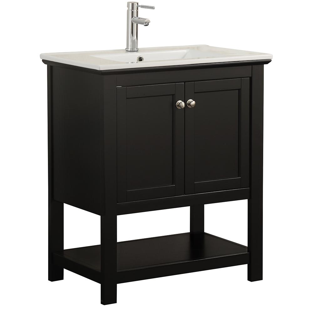30 Inch Vanities Black Bathroom Bath The Home Depot Bradford 30 In W Traditional Bathroom Vanity Black With Ceramic Top White