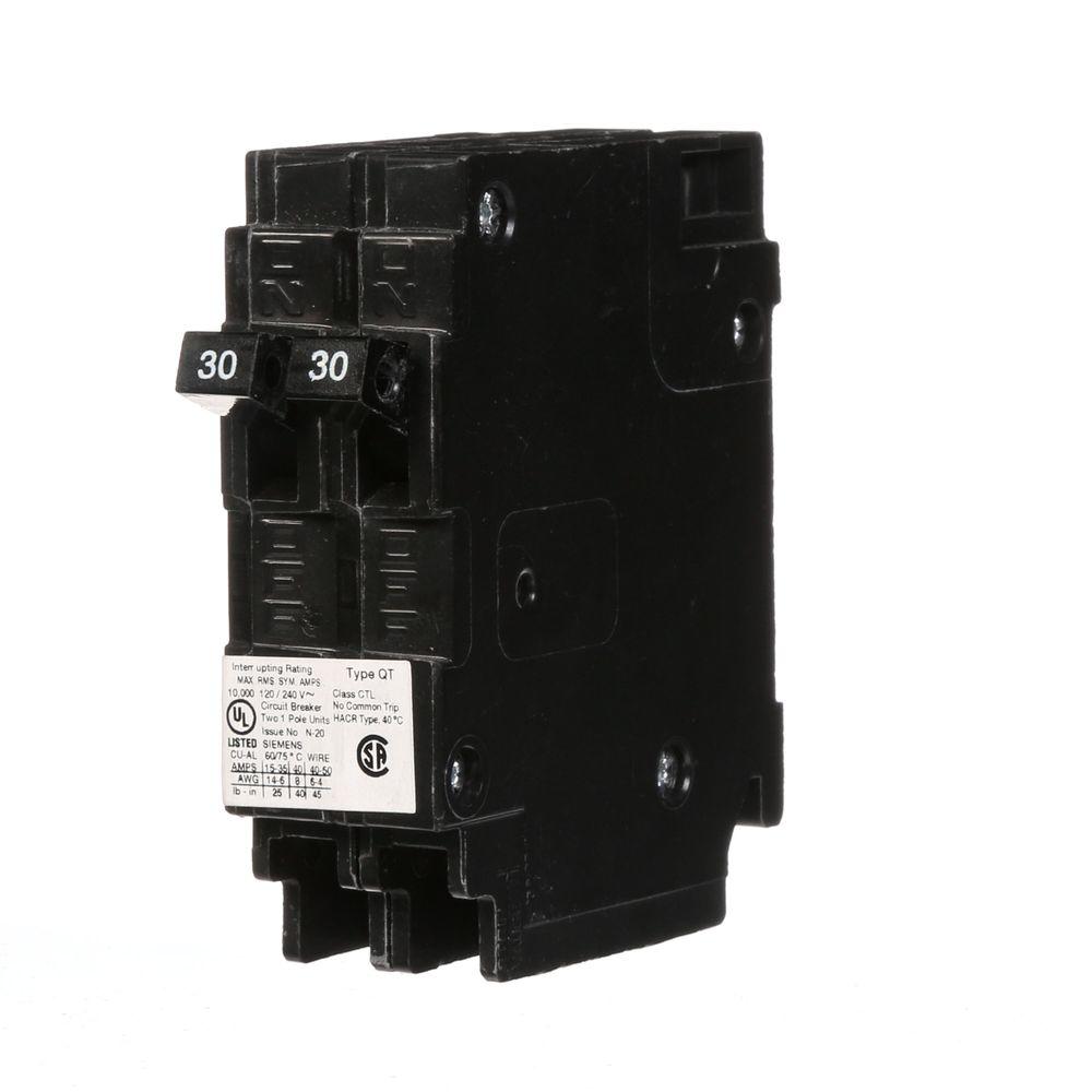 Siemens 2-30 Amp Single-Pole Type QT Tandem-Circuit Breaker-Q3030 - The