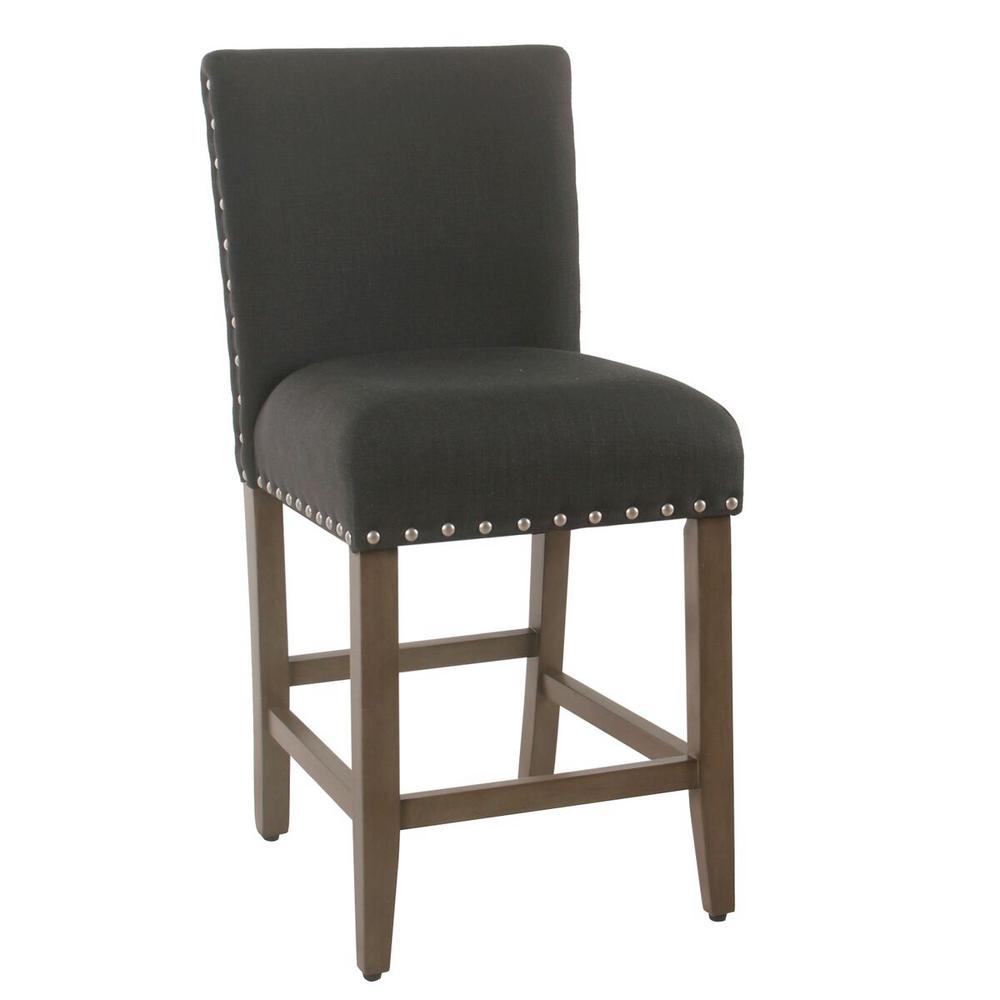 Homepop Counter stool 24 in. Dark Charcoal Bar Stool-K7570-24-F2105 ...