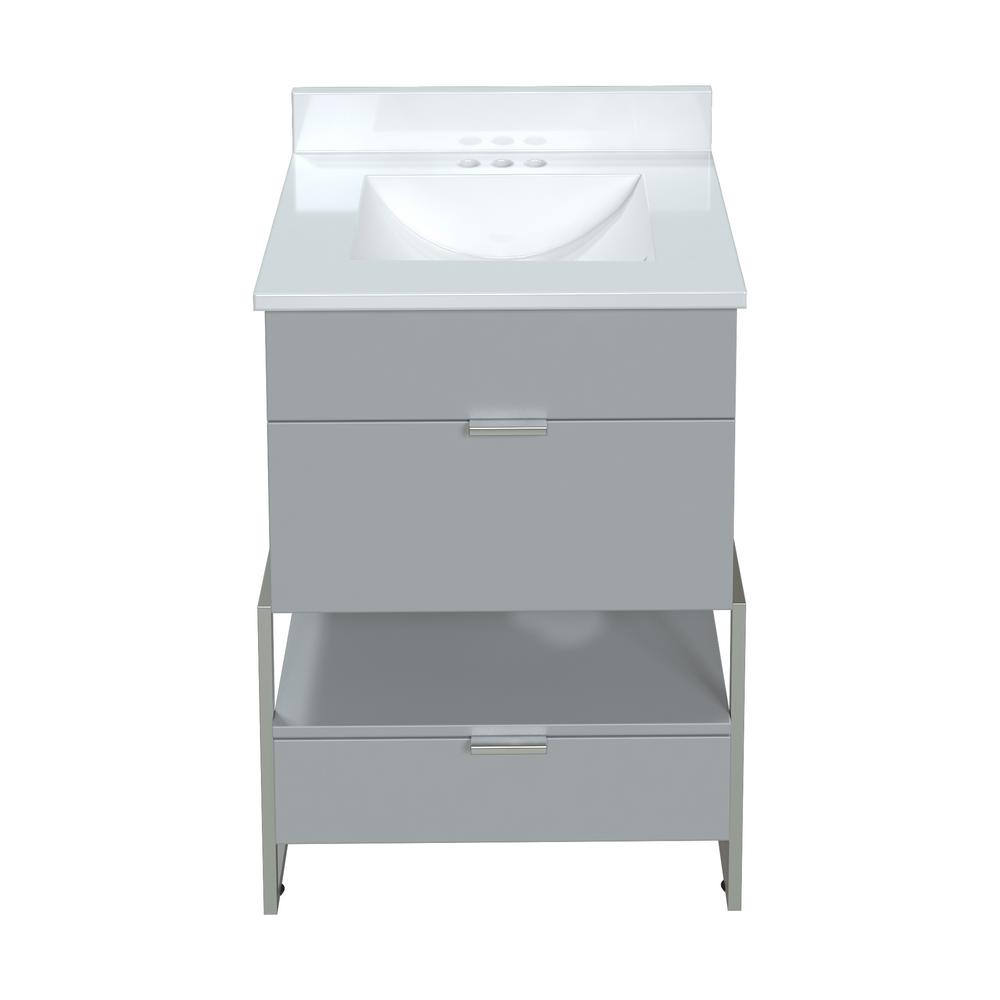 Glacier Bay Grafton 25 in. W x 19 in. D Wall Hung Vanity Twilight Gray