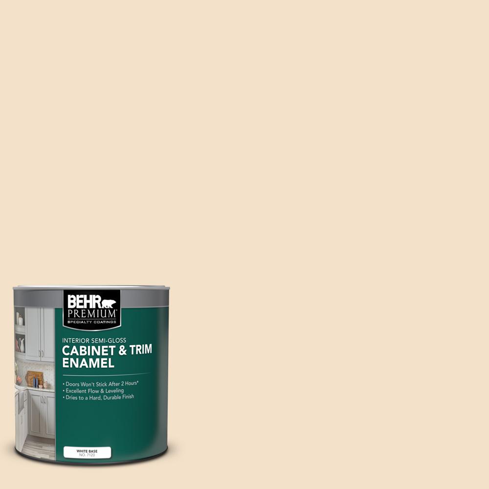 BEHR PREMIUM 1 qt. #BWC-08 Pebble Cream Semi-Gloss Enamel Interior ...