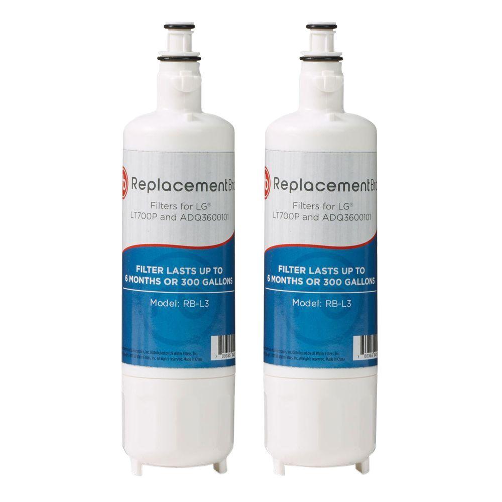 ReplacementBrand Refrigerator Water Filter Compatible with LG LT700P ADQ36006101, ADQ36006102, Kenmore 46-9690 - 2 Pack