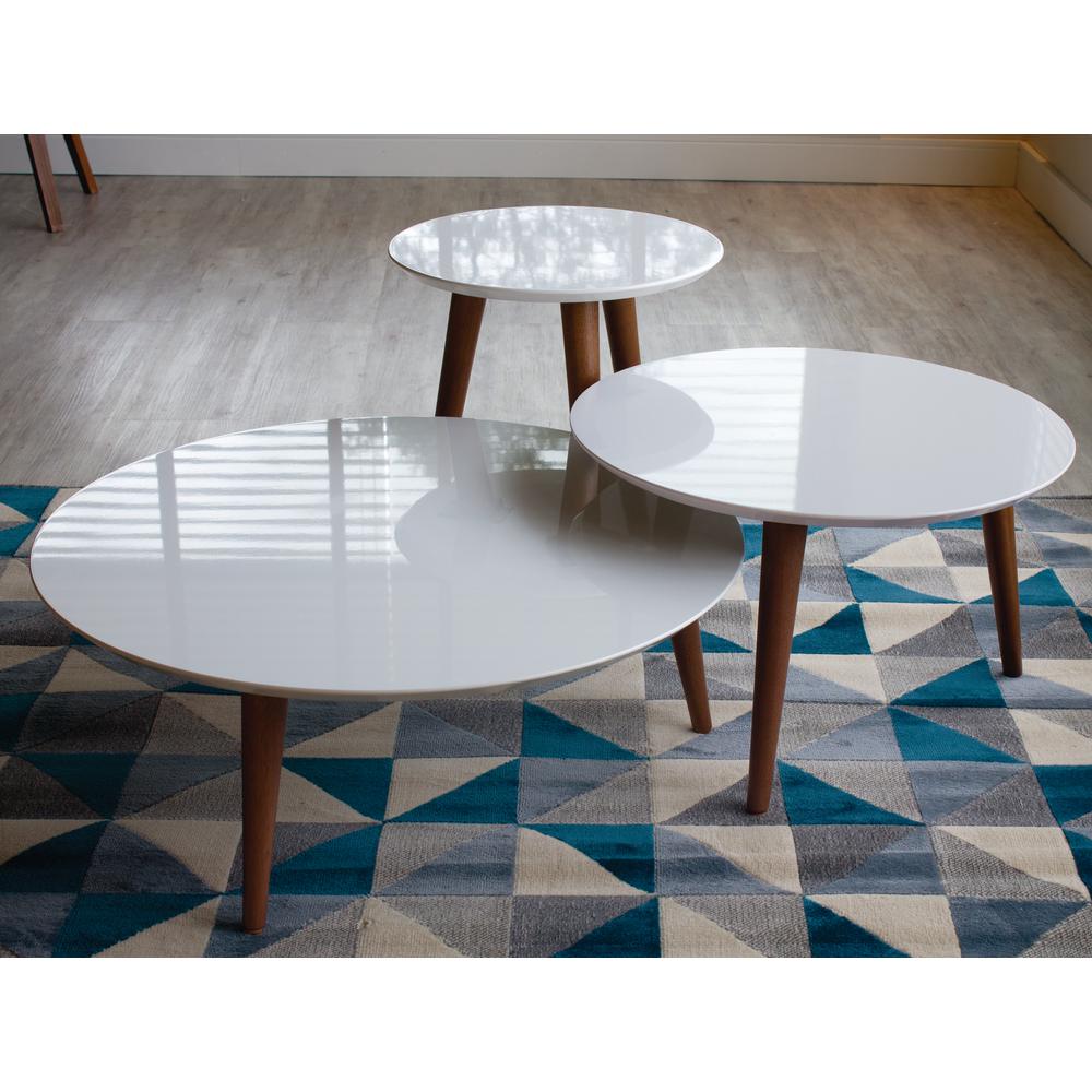White Round Coffee And End Table Sets : Modern Round Coffee Table Set