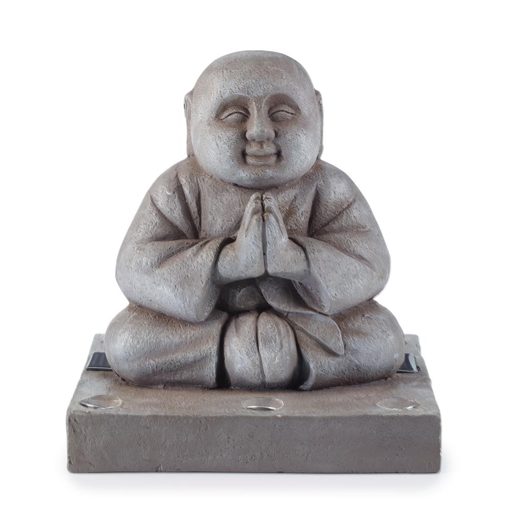 Smart Solar 14 1 In H Buddha Statue 3636wrm1 The Home Depot