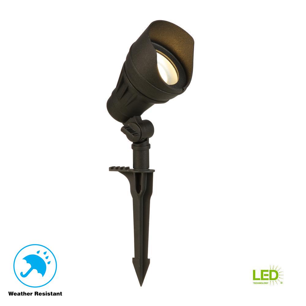 Hampton Bay Low-Voltage 100-Watt Equivalent Black Outdoor Integrated LED Landscape Flood Light