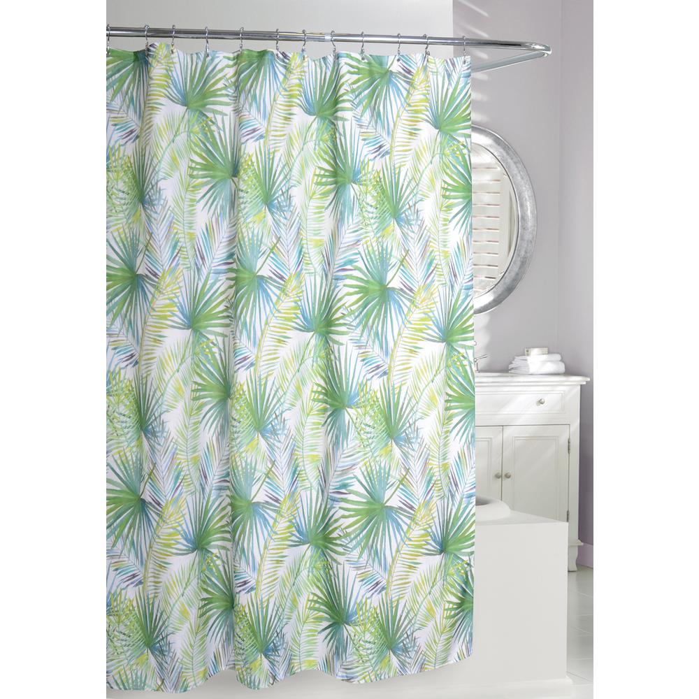 green shower curtain