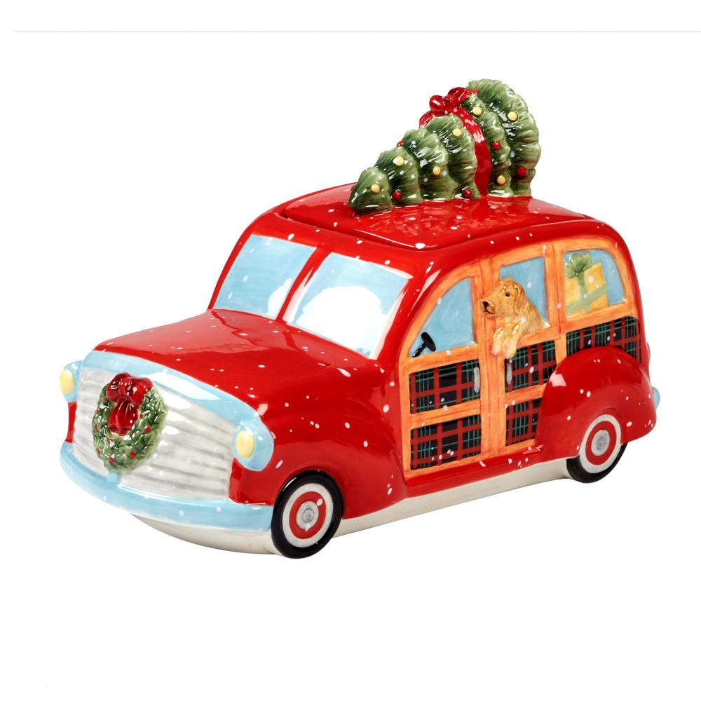 Certified International Home for Christmas 3-D Cookie Jar, Multicolor