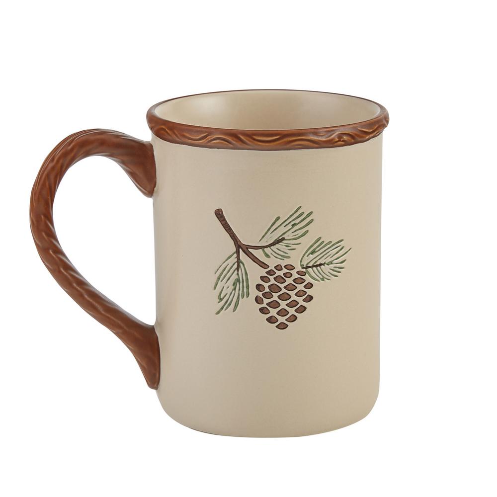 Park Designs Pinecroft 12 oz Tan Ceramic Coffee Mug Set 