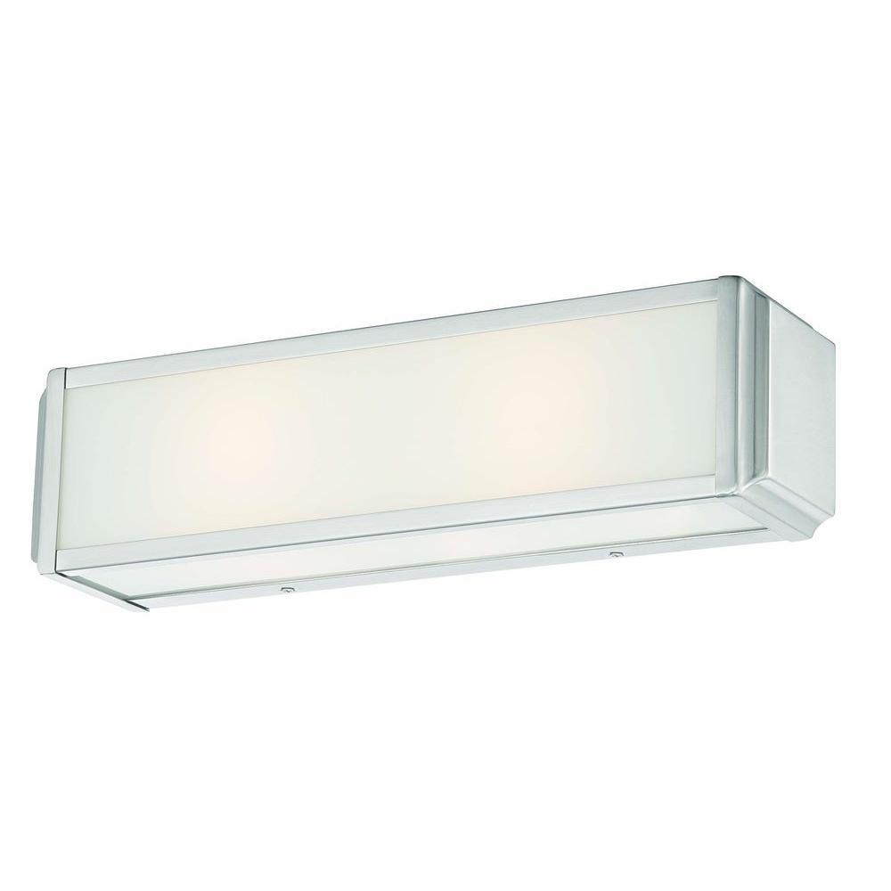 Hampton Bay Axton 2Light Brushed Nickel Bath Bar Light with Frosted