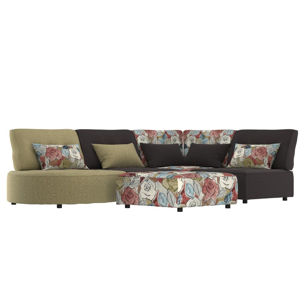 Handy Living Domena 5Piece Apple Green/Charcoal Gray Polyester LShaped Modular Sectional Sofa