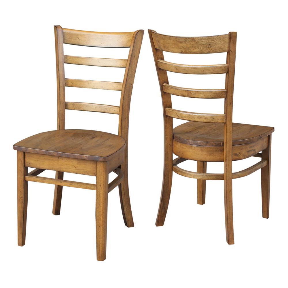 Unbranded Distressed Pecan Wood Mission Dining Chair (Set of 2)C59