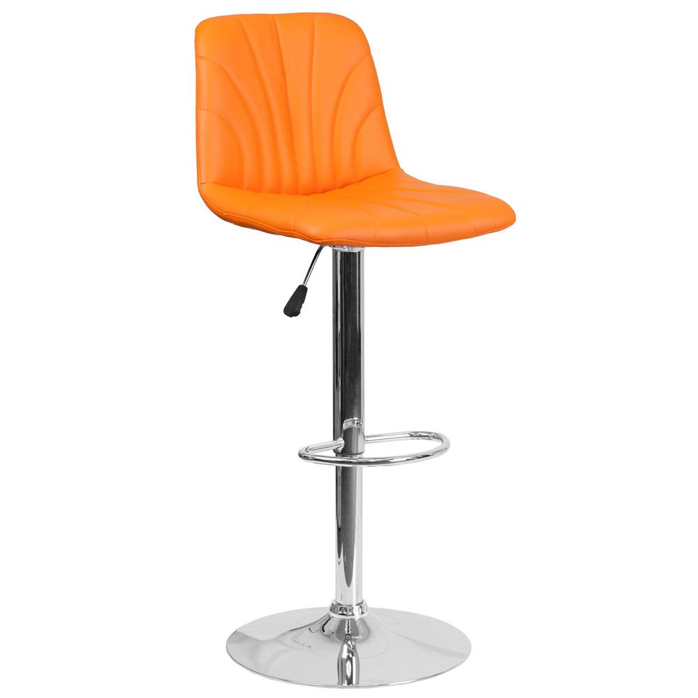 Flash Furniture 33 25 In Adjule Height Orange Cushioned Bar Adjule Height Orange Cushioned Bar Stool