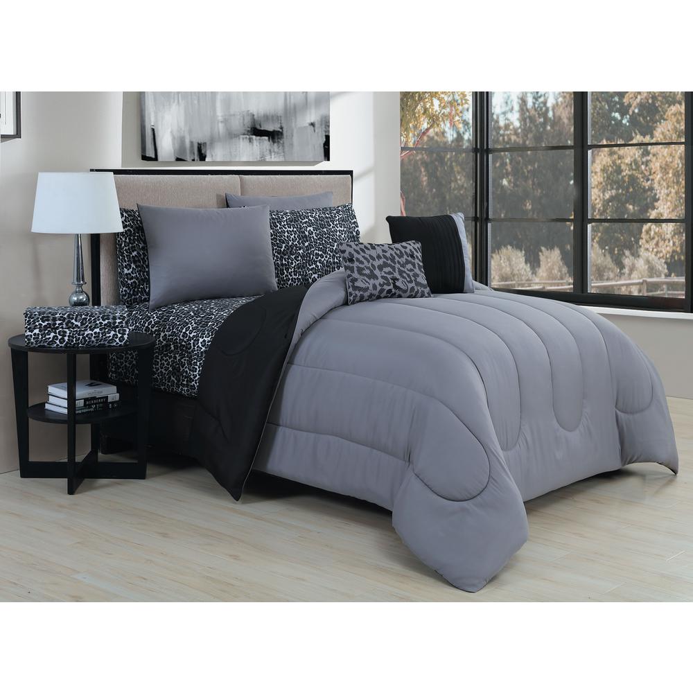 Geneva Home Fashion Animal 9Piece BIAB Black and Grey King Reversible
