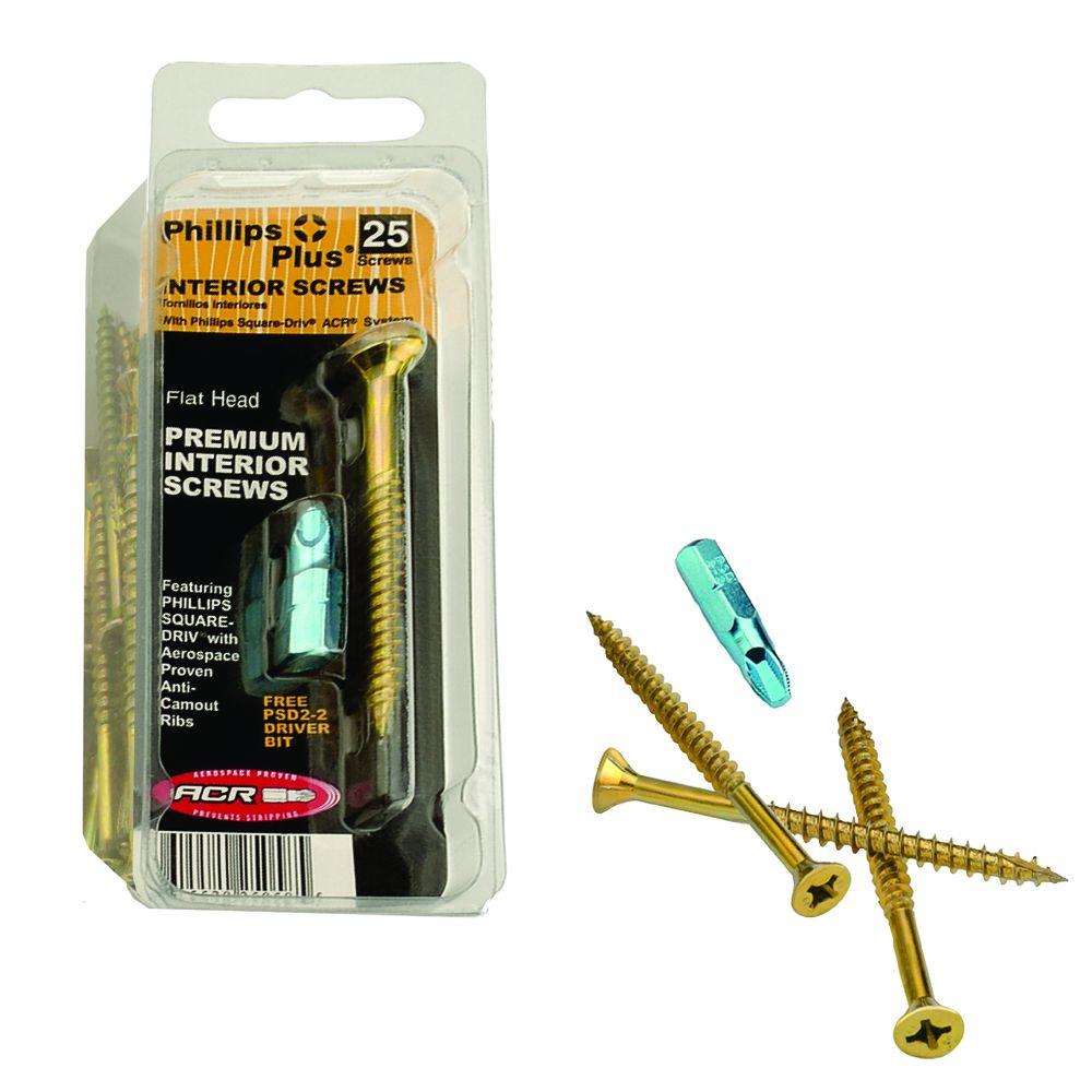 Wood Screws Steel Flat Phillips Drive #8 X 2-1//4 1500 pcs Black Oxide