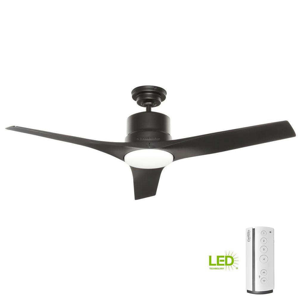 Black 3 Blades Casablanca Ceiling Fans With Lights Led Indoor Outdoor Matte Black Ceiling Fan