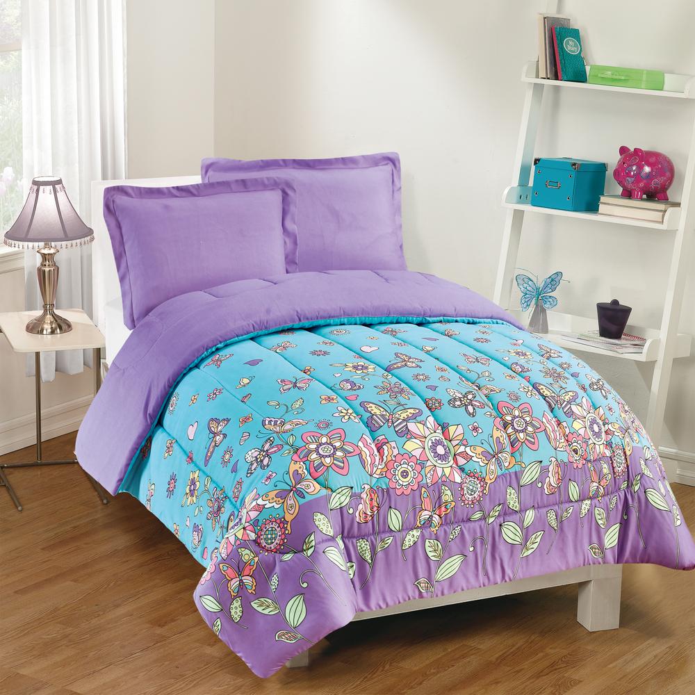 Gizmo Kids Butterfly Dreams 2 Piece Lavender Twin Comforter Set