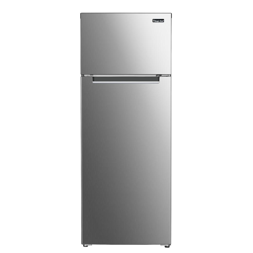 Magic Chef 7.4 cu. ft. 2-Door Mini Fridge in Platinum Steel with Freezer