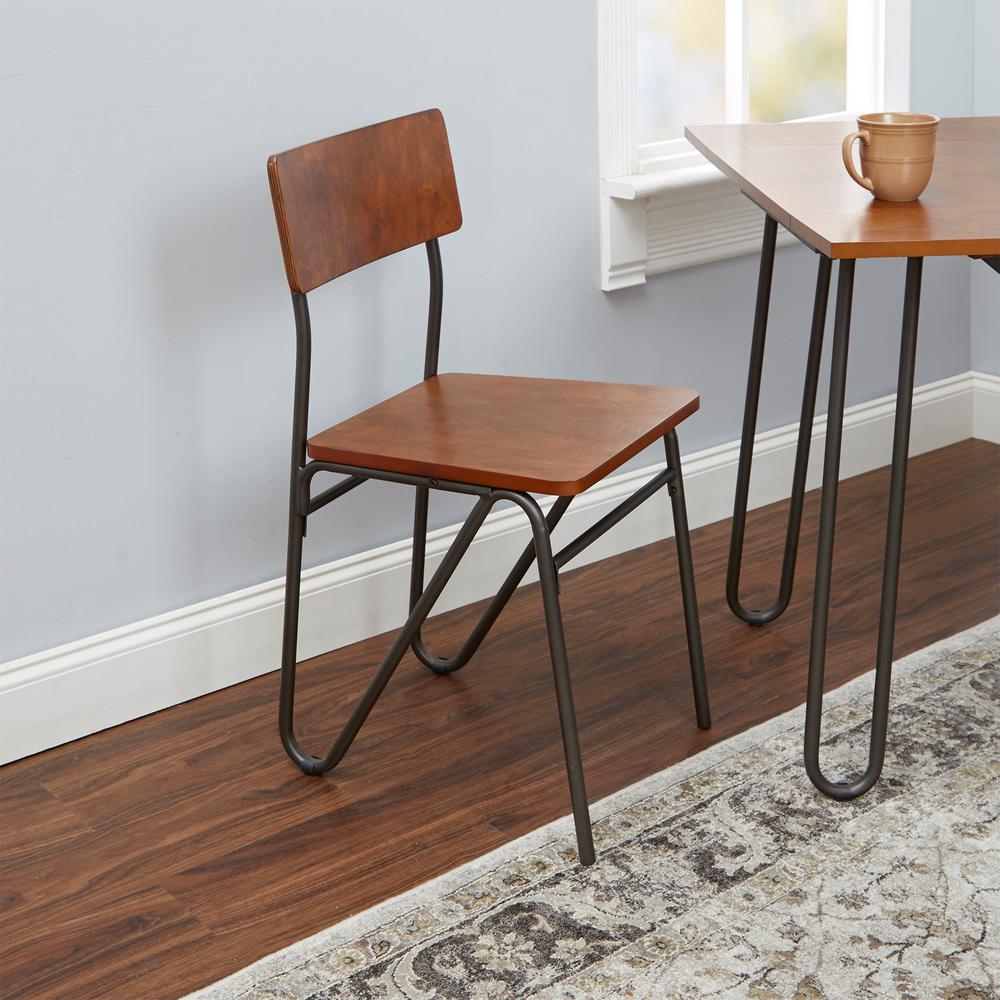1 Wood Metal Dining Chairs Kitchen Room Furniture Henry Cherry Wooden Hairpin Leg Dining Chair
