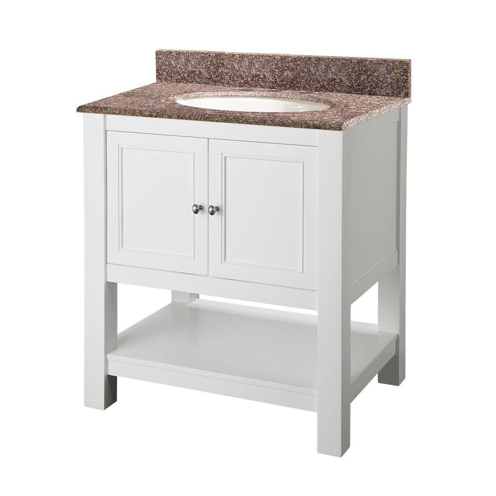 Foremost Gazette 30 in. Vanity in White with Granite Vanity Top in