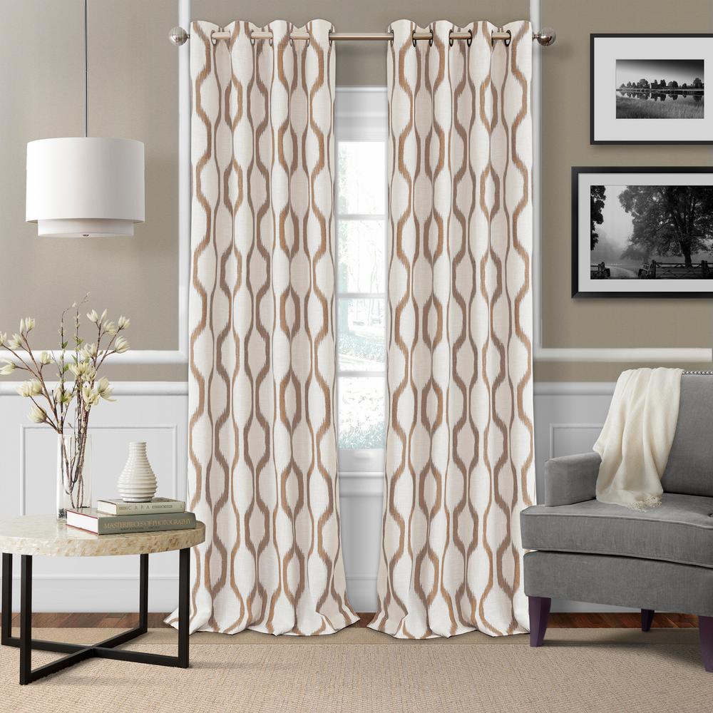 Elrene Renzo Blackout 84 In Room Darkening Grommet Linen Window Room Darkening Grommet Linen Window Curtain Drape Panel In Natural