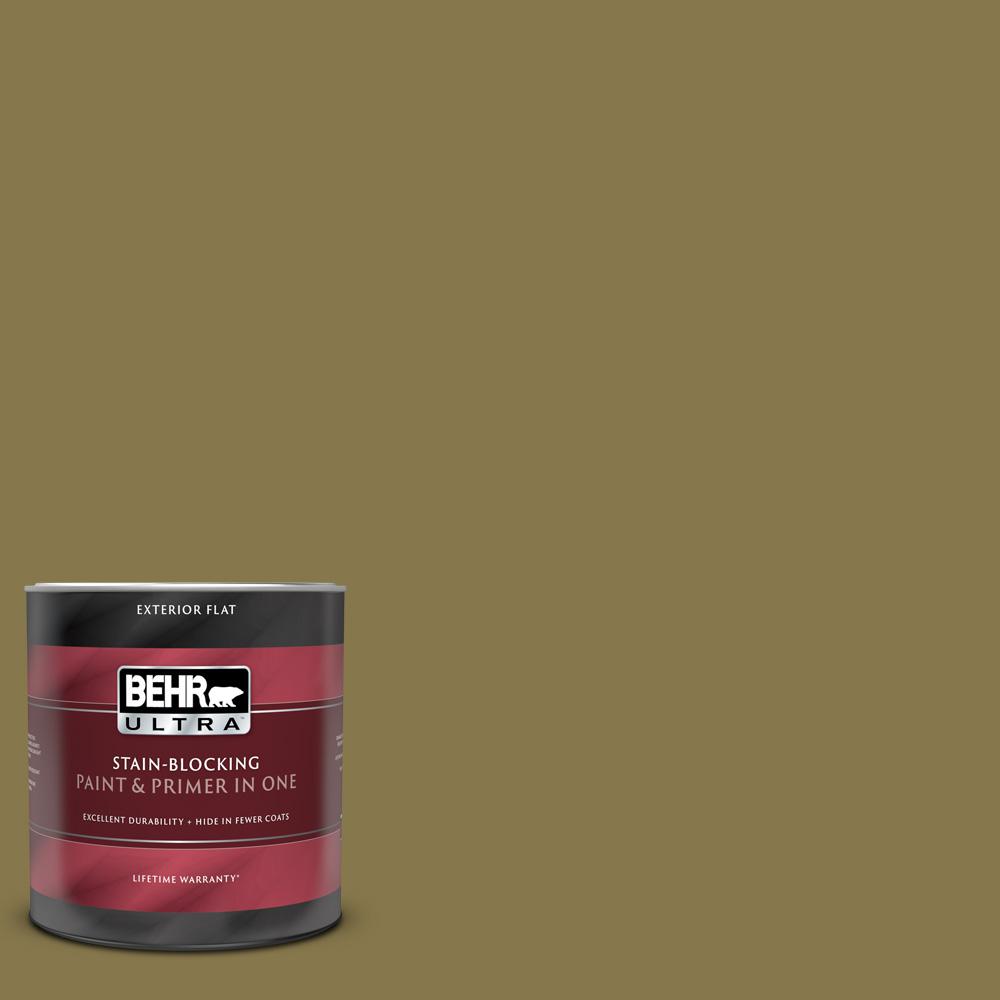 BEHR ULTRA 1 qt. M3307 Green Tea Leaf Flat Exterior Paint and Primer
