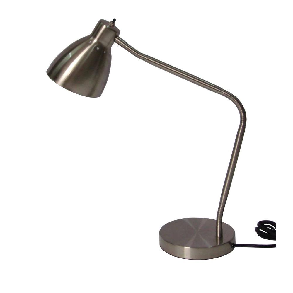 Satin Steel Gooseneck Desk Lamp-AF40569 