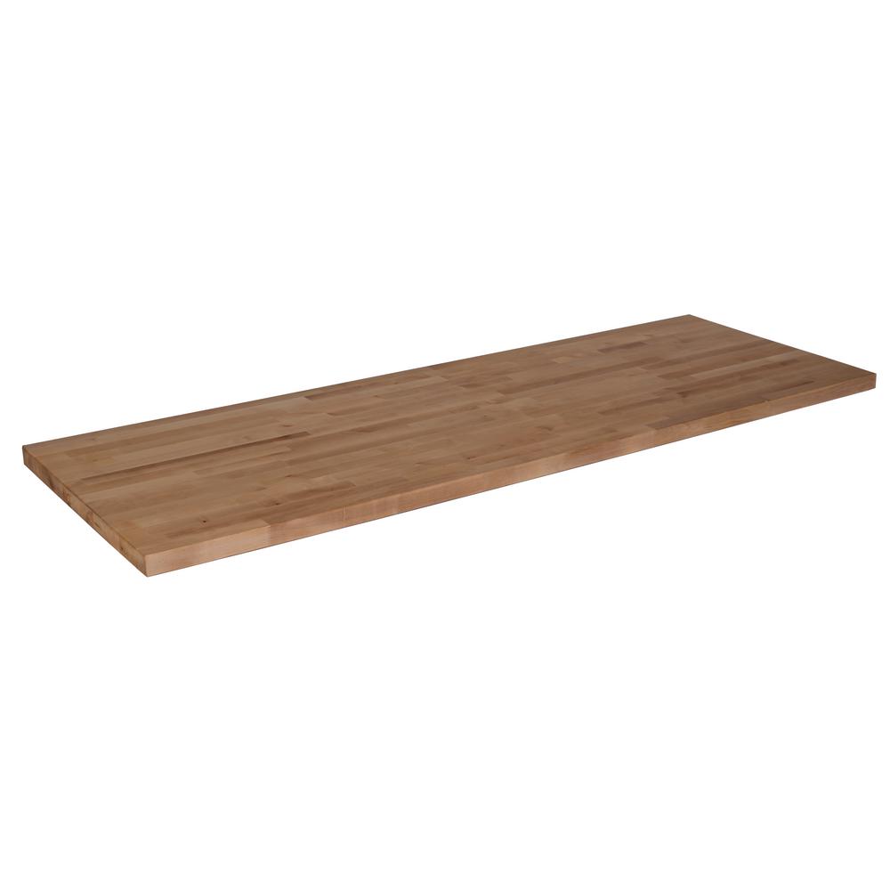 Hardwood Reflections Unfinished Birch 8 Ft L X 25 In D X 1 5 In T Butcher Block Countertop Bbct1502598 The Home Depot