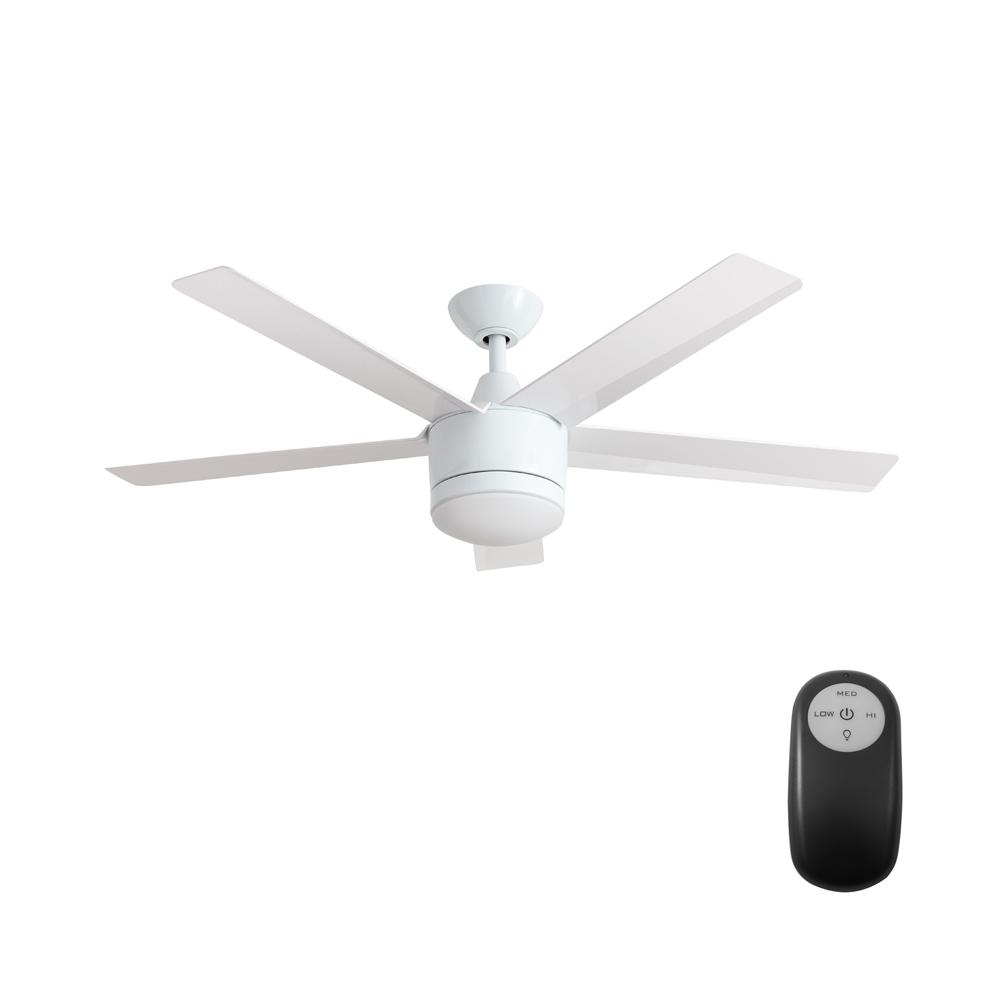 Merwry 52 in. Integrated LED Indoor White Ceiling Fan with Light Kit and Remote Control