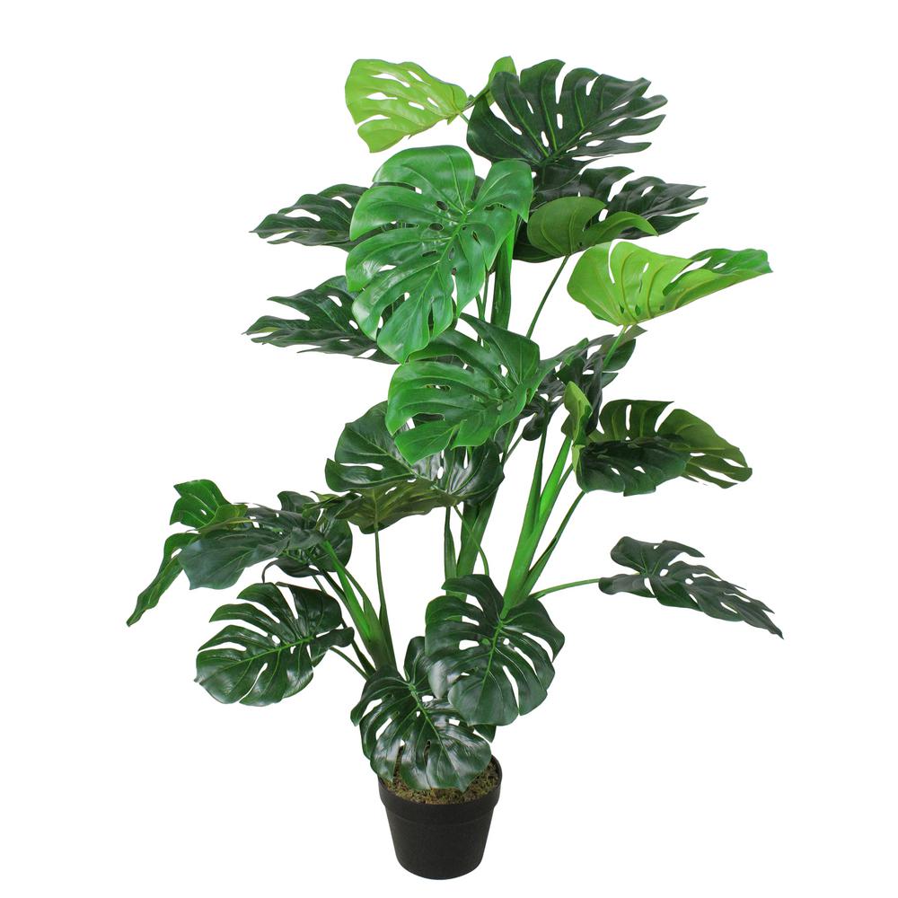 Northlight 50 In Potted Green Artificial Monstera Plant The Home Depot