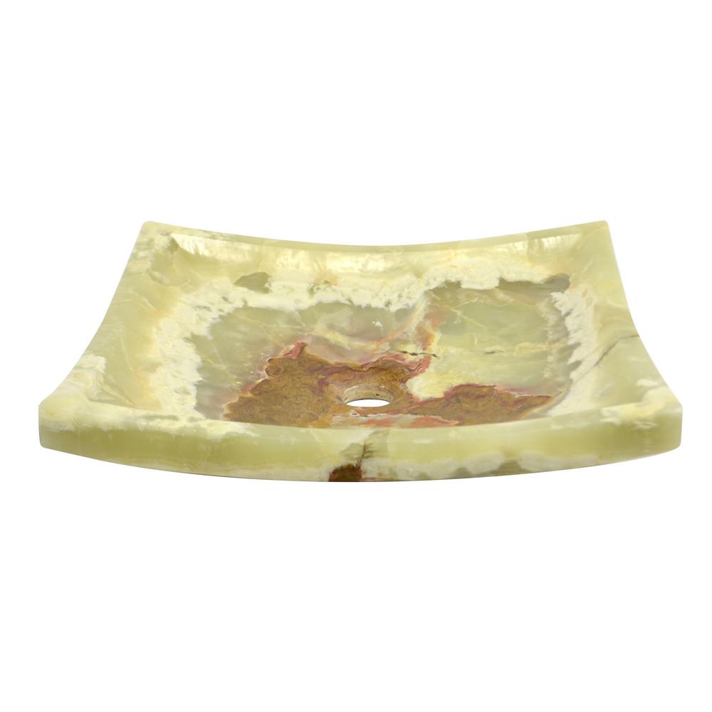Onyx Marble Designs Rectangle Onyx Textured Stone Vessel Sink In Light Green
