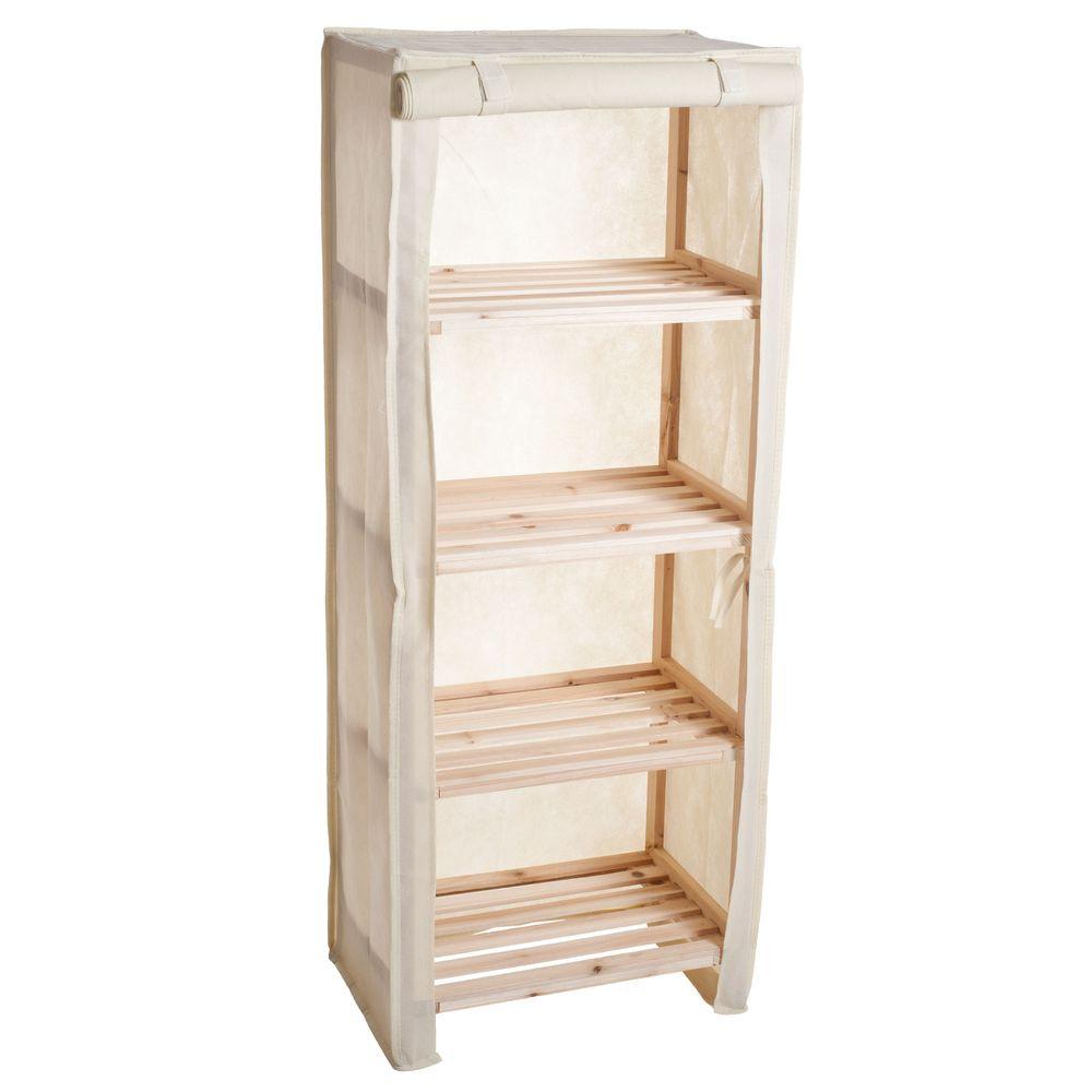 Lavish Home 4Tier Wood Storage Shelving Rack with Removable Cover83