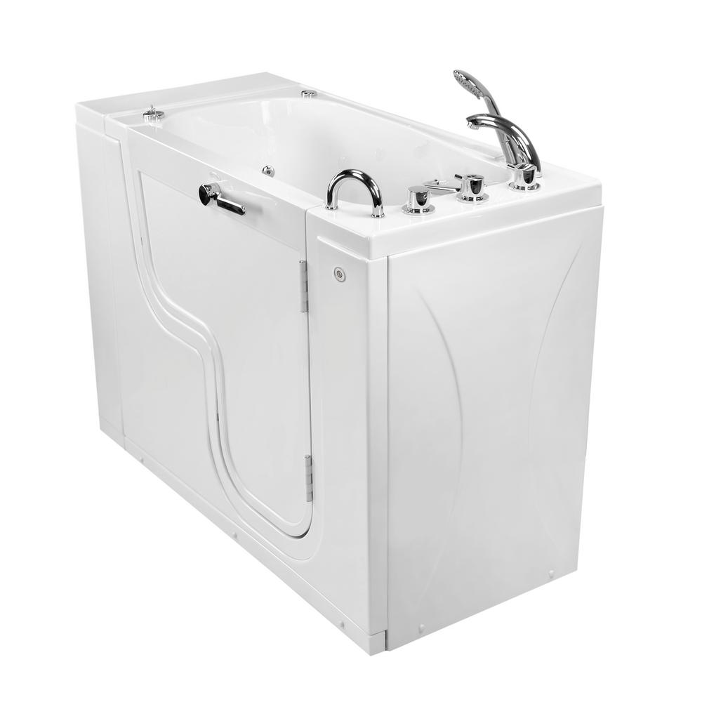 Ella Wheelchair Transfer26 52 in. Walk-In Whirlpool and Air Bath Bathtub in White Heated Seat Digital ControlRH Dual Drain For Sale