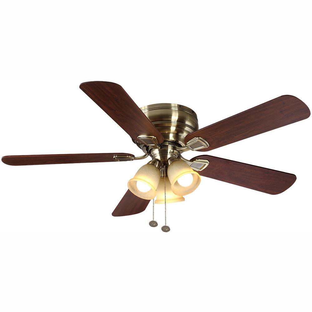 Fairfield 52 In Led Indoor Antique Brass Ceiling Fan With Light Kit