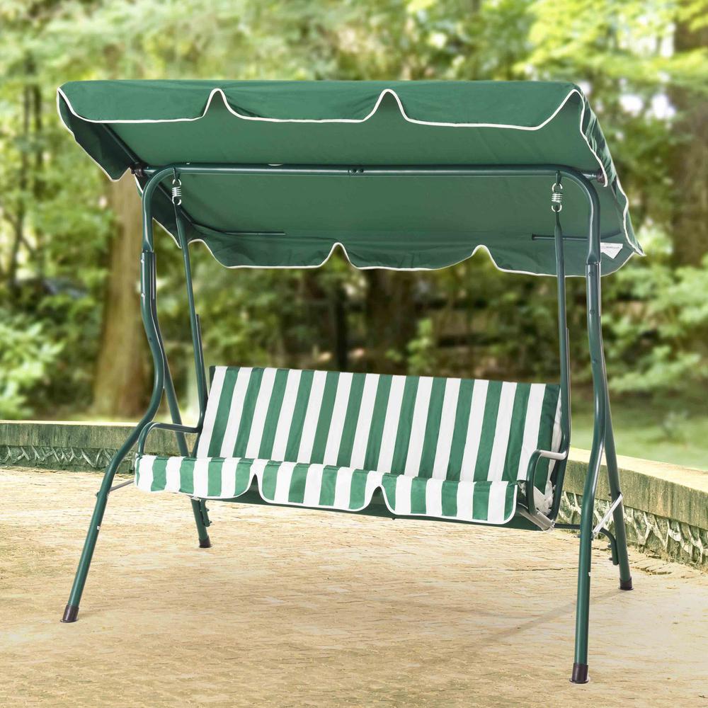 Sunjoy Greenland 3 Person Green Metal Porch Swing With Green