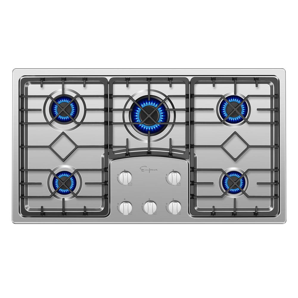 Empava 36 in. Gas Stove Cooktop in Stainless Steel with 5 Sealed