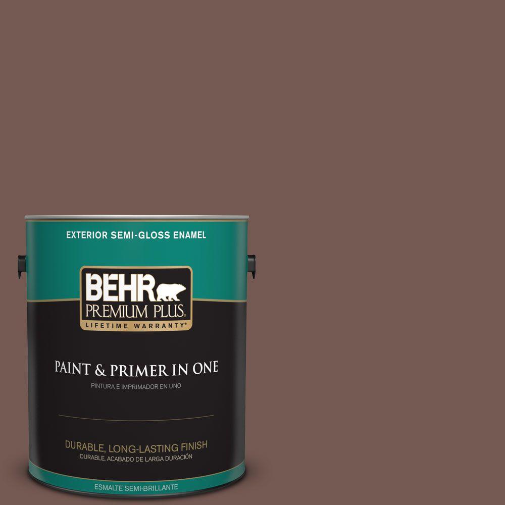 Behr Premium Plus 1 Gal 220f 7 Yorkshire Brown Semi Gloss Enamel 220f 7 Yorkshire Brown Semi Gloss Enamel Exterior Paint And Primer In One