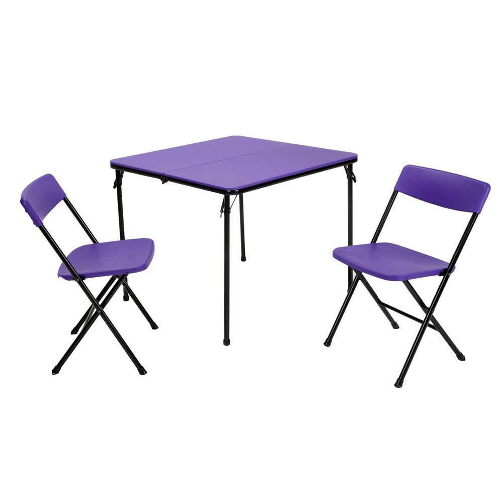 Cosco 3 Piece Purple Fold In Half Folding Table Set