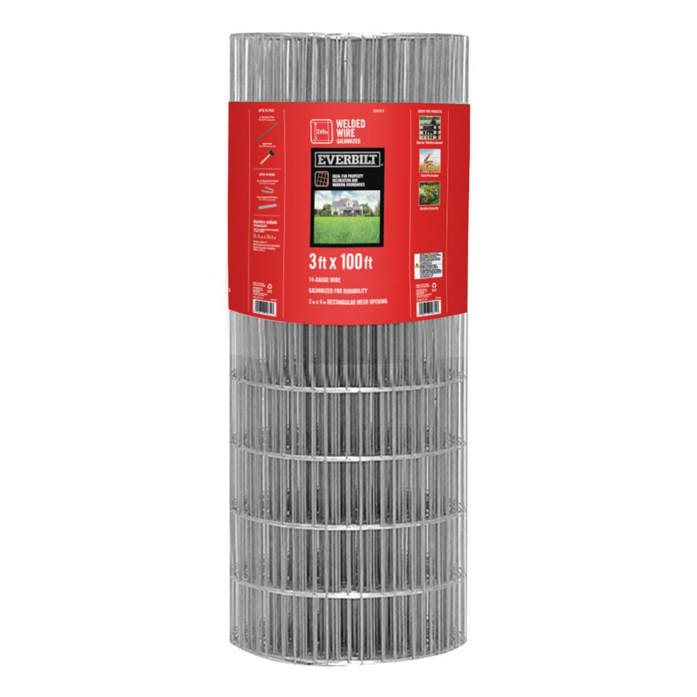 14-Gauge Galvanized Steel Everbilt Welded Wire Fencing 5 ft x 100 ft