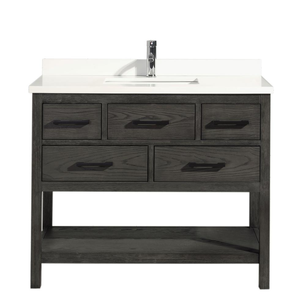 Ari Kitchen and Bath Betty 42 in. Single Bath Vanity in Whethered Gray