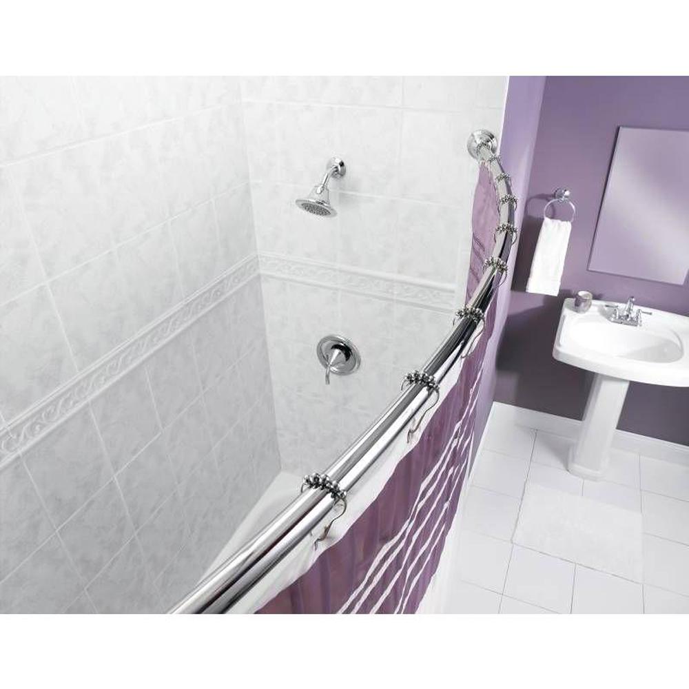 Moen 60 In Curved Shower Rod With Pivoting Flanges In Chrome