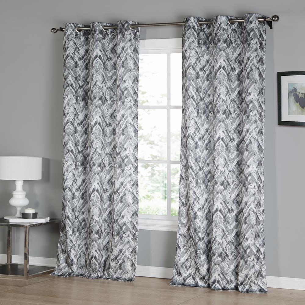 Kensie Neila 38 in. W x 96 in. L Polyester Window Panel in Grey-NEQGY ...