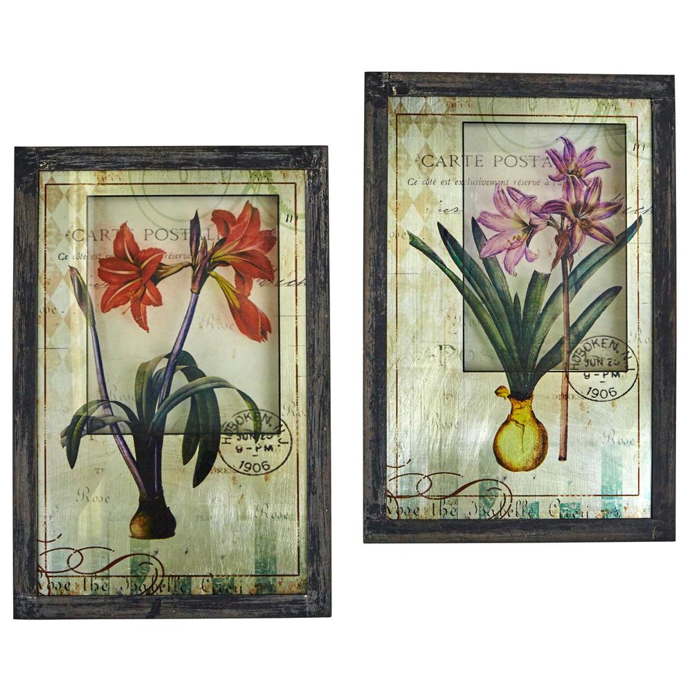 Nearly Natural Framed French Floral Art Prints (Set of 2)7015S2 The
