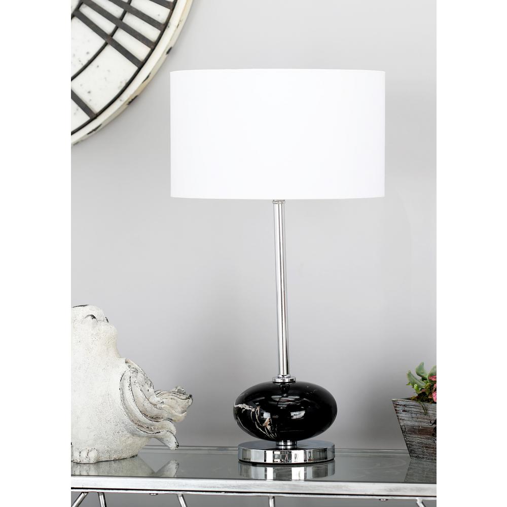 Litton Lane 22 In Black Ceramic Table Lamp With White Drum Shade